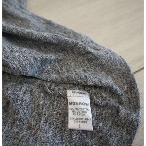 Monrow HT218MHJ Women Sz L Gray Textured Tri-Blend Relaxed V Neck Tee Shirt - Picture 6 of 8